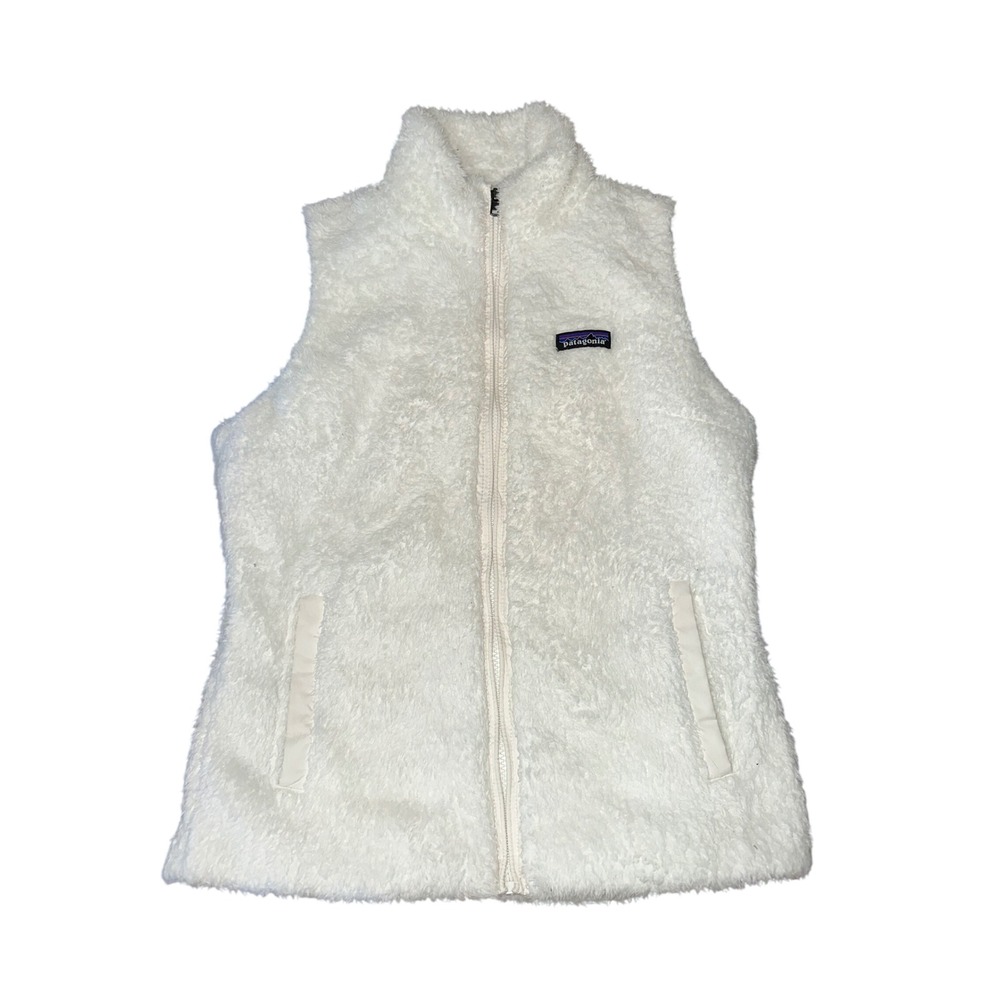 Patagonia Los Gatos Fleece Vest Womens Medium White Full Zip Soft High Pile